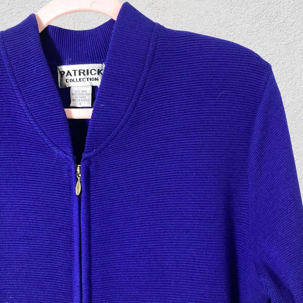 Patrick Collection‎ 100% Wool Zip Front Sweater Dress Jacket Purple Hong Kong S